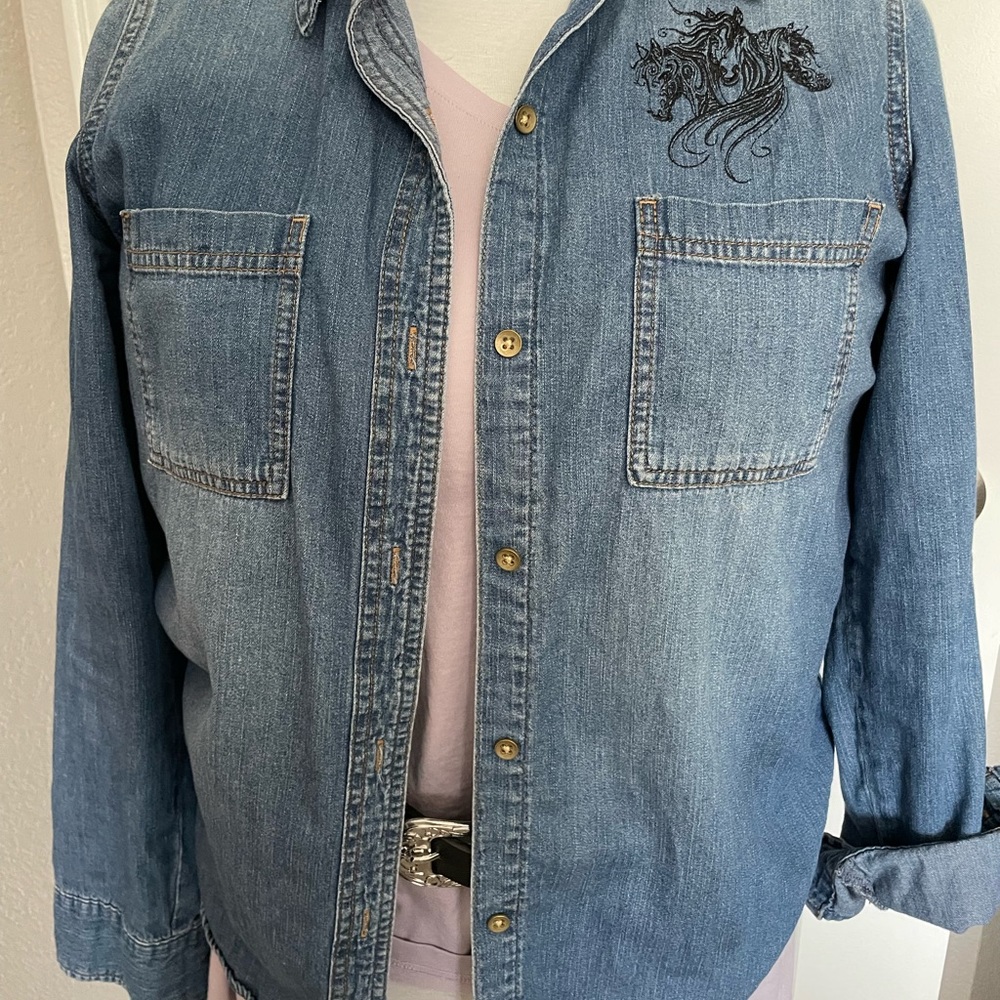 Denim embroidered shirt
